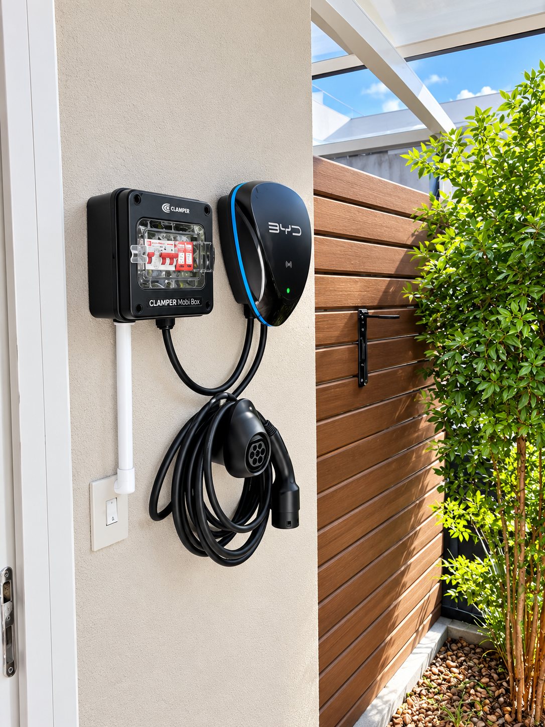 Wallbox instalada em garagem